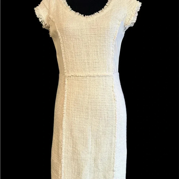 Rebecca Taylor tweed/lambs leather fringe mini dress sz 4 006 - Picture 6 of 6